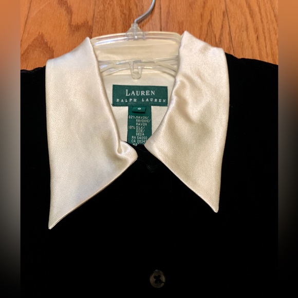 1990s Vtg Women’s 8 Collared Cuffed LAUREN RALPH LAUREN Velour Textured Dress - Picture 13 of 16